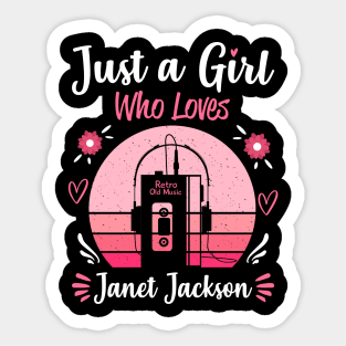 Just A Girl Who Loves Janet Jackson Retro Headphones Sticker